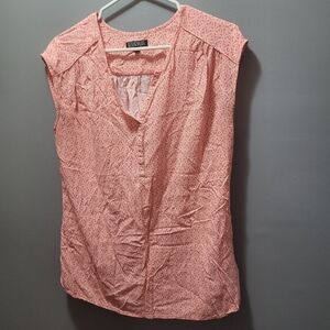 Nicole Miller Pink and White Patterned Sleeveless Top M
